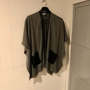 Gray shawl poncho